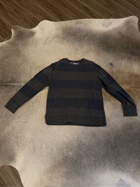 GAP Men's Striped Crewneck Sweater - Black and Brown